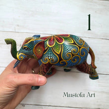 Load image into Gallery viewer, Medium Elephant Hand Carved and Painted by Mustofa Art