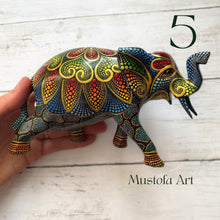 Load image into Gallery viewer, Medium Elephant Hand Carved and Painted by Mustofa Art