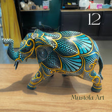 Load image into Gallery viewer, Medium Elephant Hand Carved and Painted by Mustofa Art