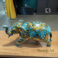 Load image into Gallery viewer, Medium Elephant Hand Carved and Painted by Mustofa Art