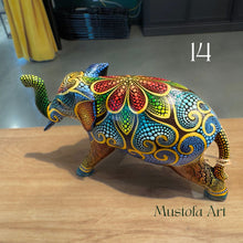 Load image into Gallery viewer, Medium Elephant Hand Carved and Painted by Mustofa Art