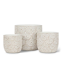 Load image into Gallery viewer, Md Wht Daisy Round Planter-4.5" H
