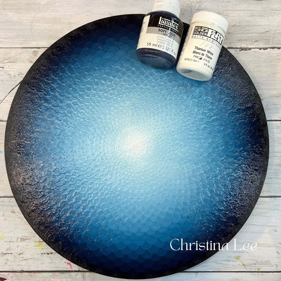 Blue and White Dragon Scales 12" diameter painting on canvas - The Dot ...