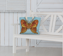 Load image into Gallery viewer, Orange Butterfly with Blue Background Lined Tote Bag