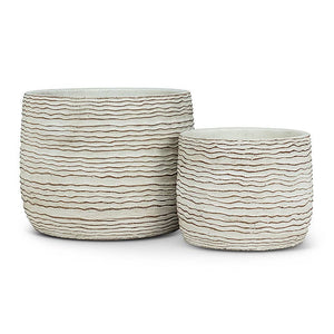 Lg Wavy Ripple Planter-Wht-7"D-2791