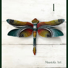 Load image into Gallery viewer, Magical Dragonfly Hand carved and Dot Painted by Mustofa Art Various Options
