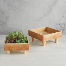 Load image into Gallery viewer, Square Wood Planter with Feet - Small
