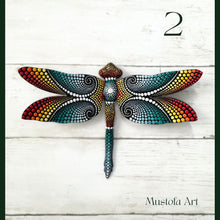 Load image into Gallery viewer, Magical Dragonfly Hand carved and Dot Painted by Mustofa Art Various Options
