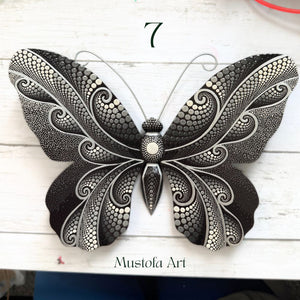 Large Magical Butterfly Hand carved and Dot Painted by Mustofa Art Various Options