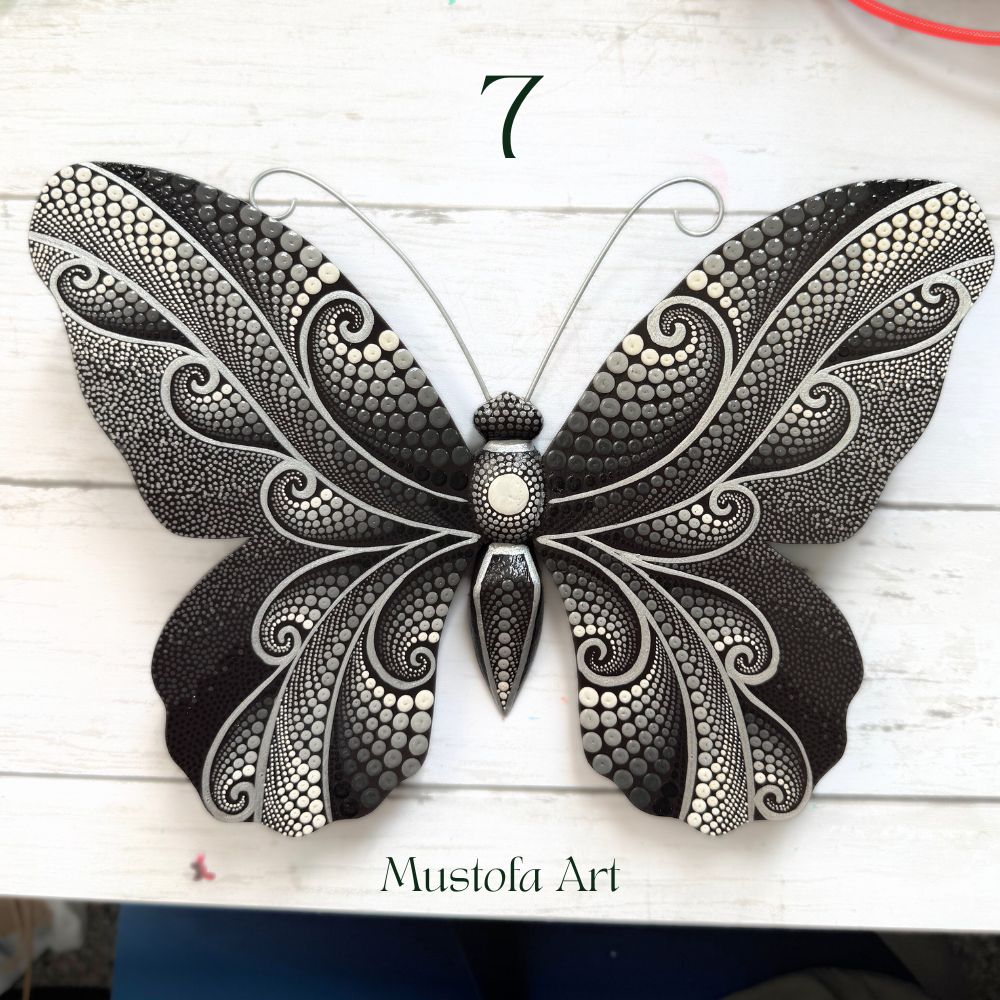 Large Magical Butterfly Hand carved and Dot Painted by Mustofa Art Various Options
