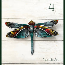 Load image into Gallery viewer, Magical Dragonfly Hand carved and Dot Painted by Mustofa Art Various Options
