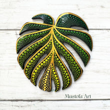 Load image into Gallery viewer, Monstera Leaf Hand Carved and Painted by Mustofa Art
