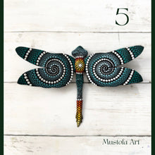Load image into Gallery viewer, Magical Dragonfly Hand carved and Dot Painted by Mustofa Art Various Options

