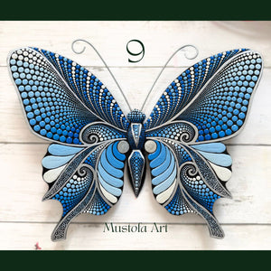 Large Magical Butterfly Hand carved and Dot Painted by Mustofa Art Various Options