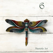 Load image into Gallery viewer, Magical Dragonfly Hand carved and Dot Painted by Mustofa Art Various Options
