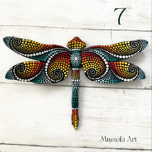 Load image into Gallery viewer, Magical Dragonfly Hand carved and Dot Painted by Mustofa Art Various Options
