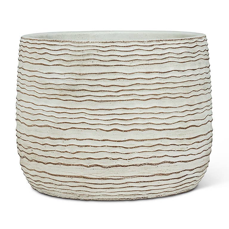 Lg Wavy Ripple Planter-Wht-7