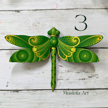 Load image into Gallery viewer, Magical Dragonfly Hand carved and Dot Painted by Mustofa Art Various Options
