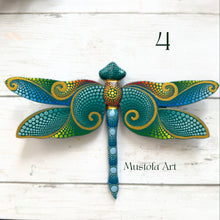 Load image into Gallery viewer, Magical Dragonfly Hand carved and Dot Painted by Mustofa Art Various Options
