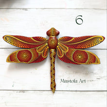 Load image into Gallery viewer, Magical Dragonfly Hand carved and Dot Painted by Mustofa Art Various Options
