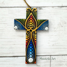 Load image into Gallery viewer, Custom Small Hand Painted Cross Ornament's by Mustofa Art
