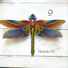 Load image into Gallery viewer, Magical Dragonfly Hand carved and Dot Painted by Mustofa Art Various Options
