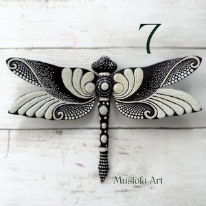 Magical Dragonfly Hand carved and Dot Painted by Mustofa Art Various Options