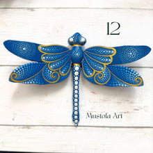 Load image into Gallery viewer, Magical Dragonfly Hand carved and Dot Painted by Mustofa Art Various Options
