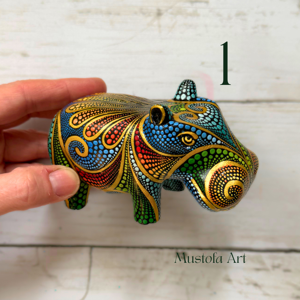 House Hippo Hand Carved and Painted By Mustofa Art