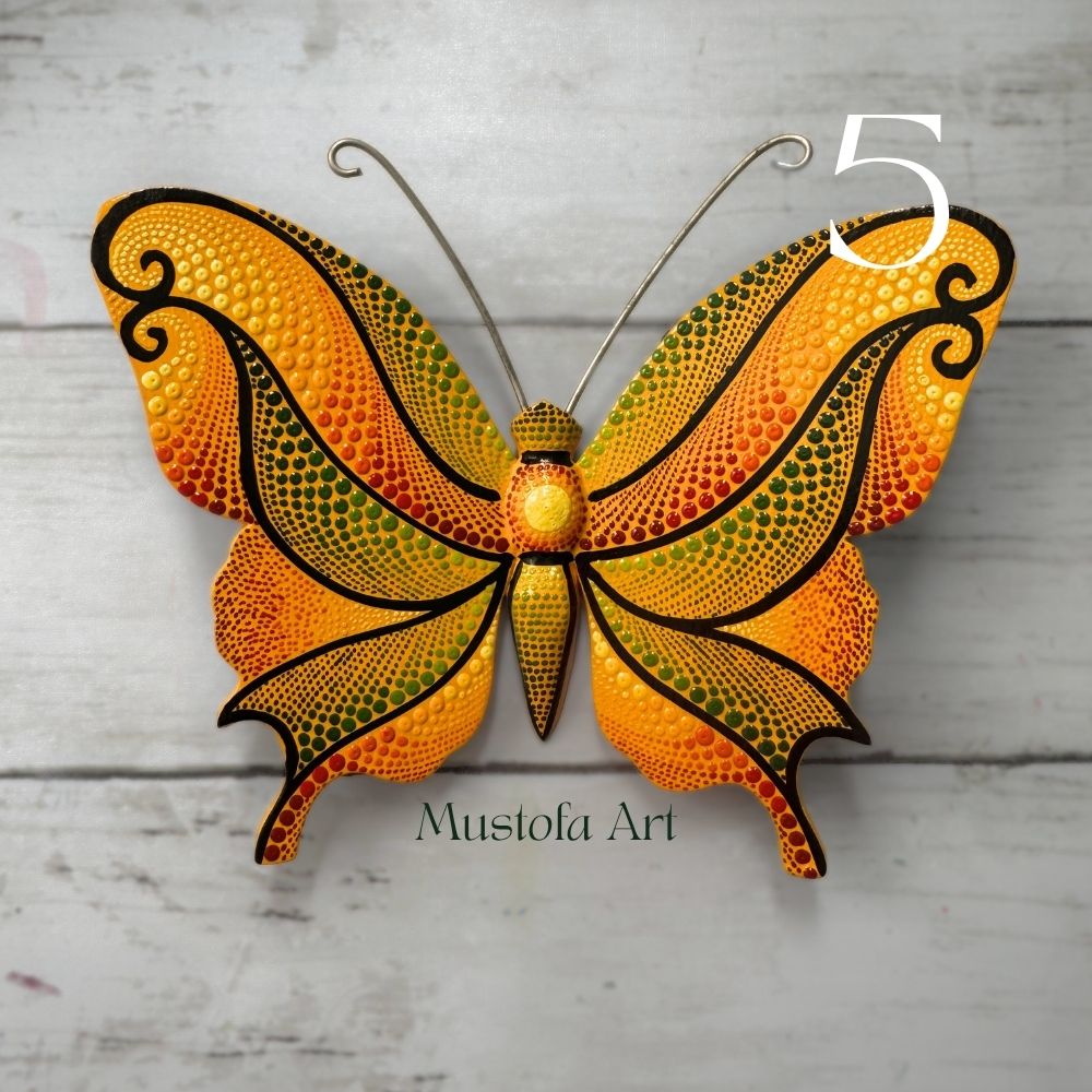 Mini Magical Butterfly Hand carved and Dot Painted by Mustofa Art Various Options