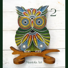 Load image into Gallery viewer, Owl with Stand Hand Painted by Mustofa Art
