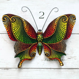 Mini Magical Butterfly Hand carved and Dot Painted by Mustofa Art Various Options