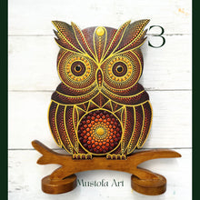 Load image into Gallery viewer, Owl with Stand Hand Painted by Mustofa Art
