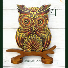 Load image into Gallery viewer, Owl with Stand Hand Painted by Mustofa Art

