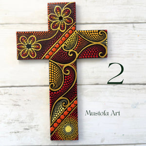 Custom Medium Hand Painted Cross by Mustofa Art