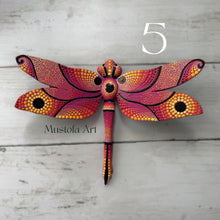 Load image into Gallery viewer, Magical Dragonfly Hand carved and Dot Painted by Mustofa Art Various Options
