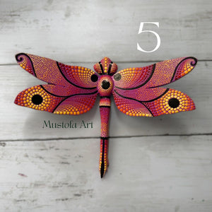 Magical Dragonfly Hand carved and Dot Painted by Mustofa Art Various Options