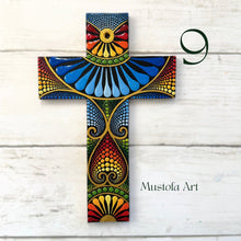 Load image into Gallery viewer, Custom Medium Hand Painted Cross by Mustofa Art

