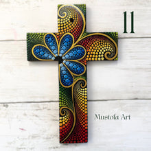 Load image into Gallery viewer, Custom Medium Hand Painted Cross by Mustofa Art
