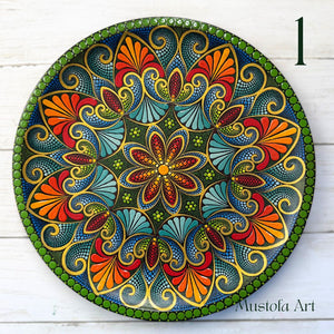 Beautiful Wooden Plate Hand Painted by Mustofa Art *Multiple Options