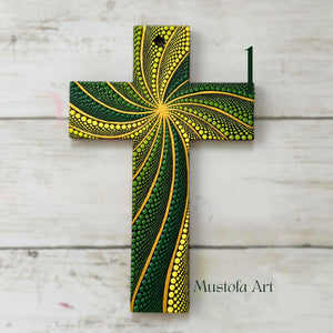 Custom Medium Hand Painted Cross by Mustofa Art