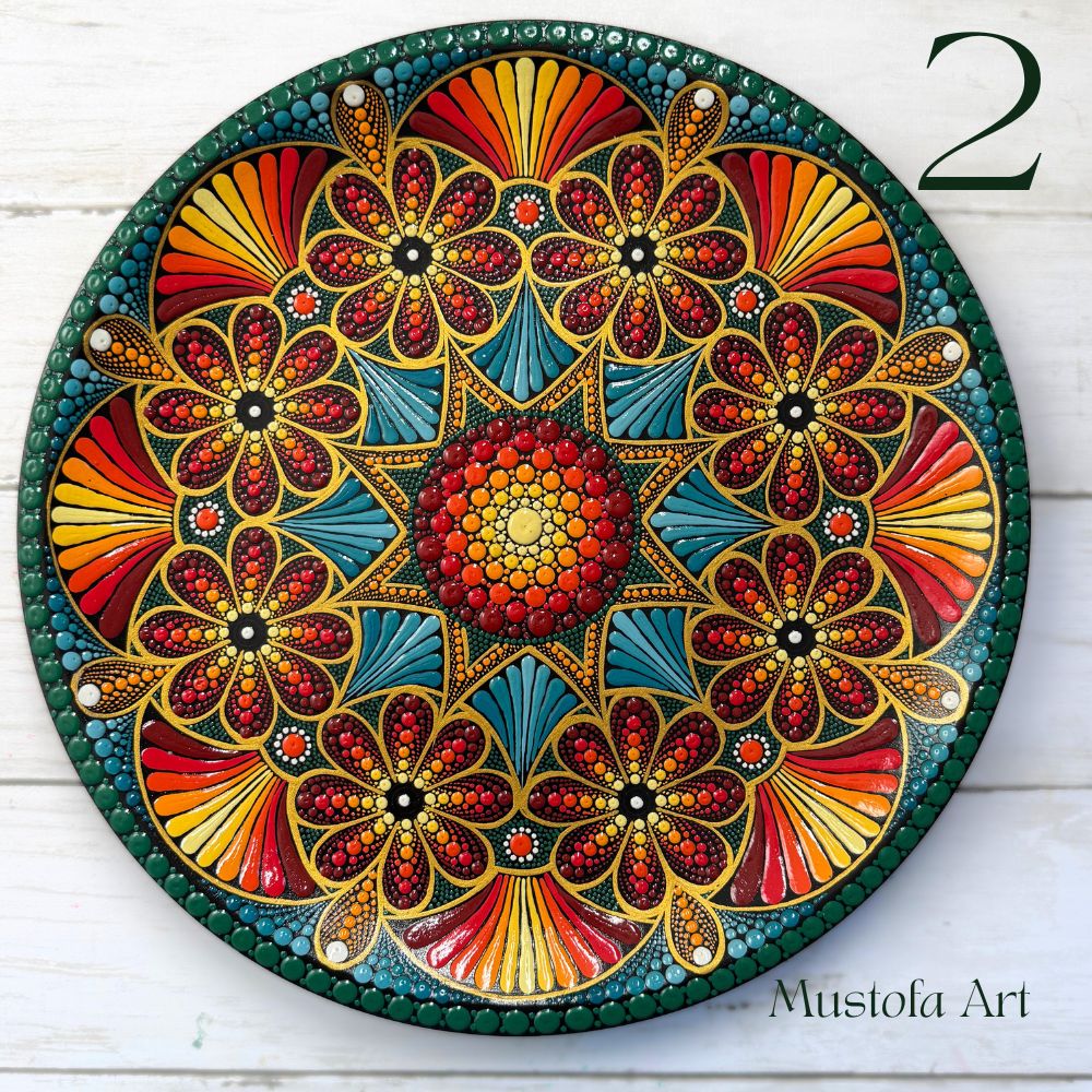 Beautiful Wooden Plate Hand Painted by Mustofa Art *Multiple Options