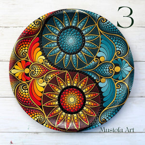 Beautiful Wooden Plate Hand Painted by Mustofa Art *Multiple Options