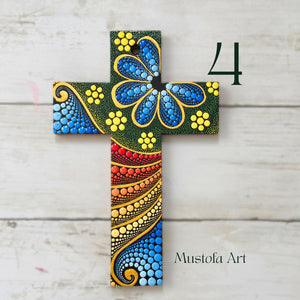 Custom Medium Hand Painted Cross by Mustofa Art