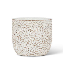 Load image into Gallery viewer, Md Wht Daisy Round Planter-4.5&quot; H
