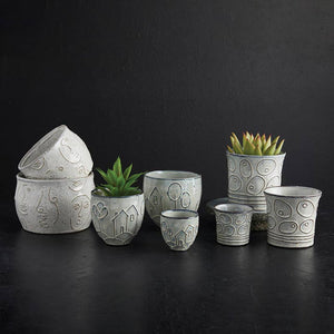 Abstract Carved House Pot - Large