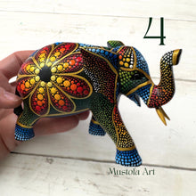 Load image into Gallery viewer, Small Elephant Hand Carved and Painted by Mustofa Art Multiple Options Available
