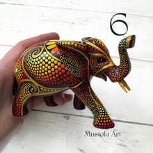 Load image into Gallery viewer, Small Elephant Hand Carved and Painted by Mustofa Art Multiple Options Available
