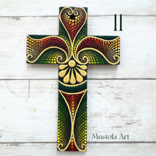 Load image into Gallery viewer, Custom Medium Hand Painted Cross by Mustofa Art
