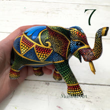 Load image into Gallery viewer, Small Elephant Hand Carved and Painted by Mustofa Art Multiple Options Available
